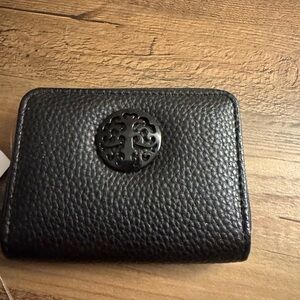 Black Textured Wallet with Tree Emblem